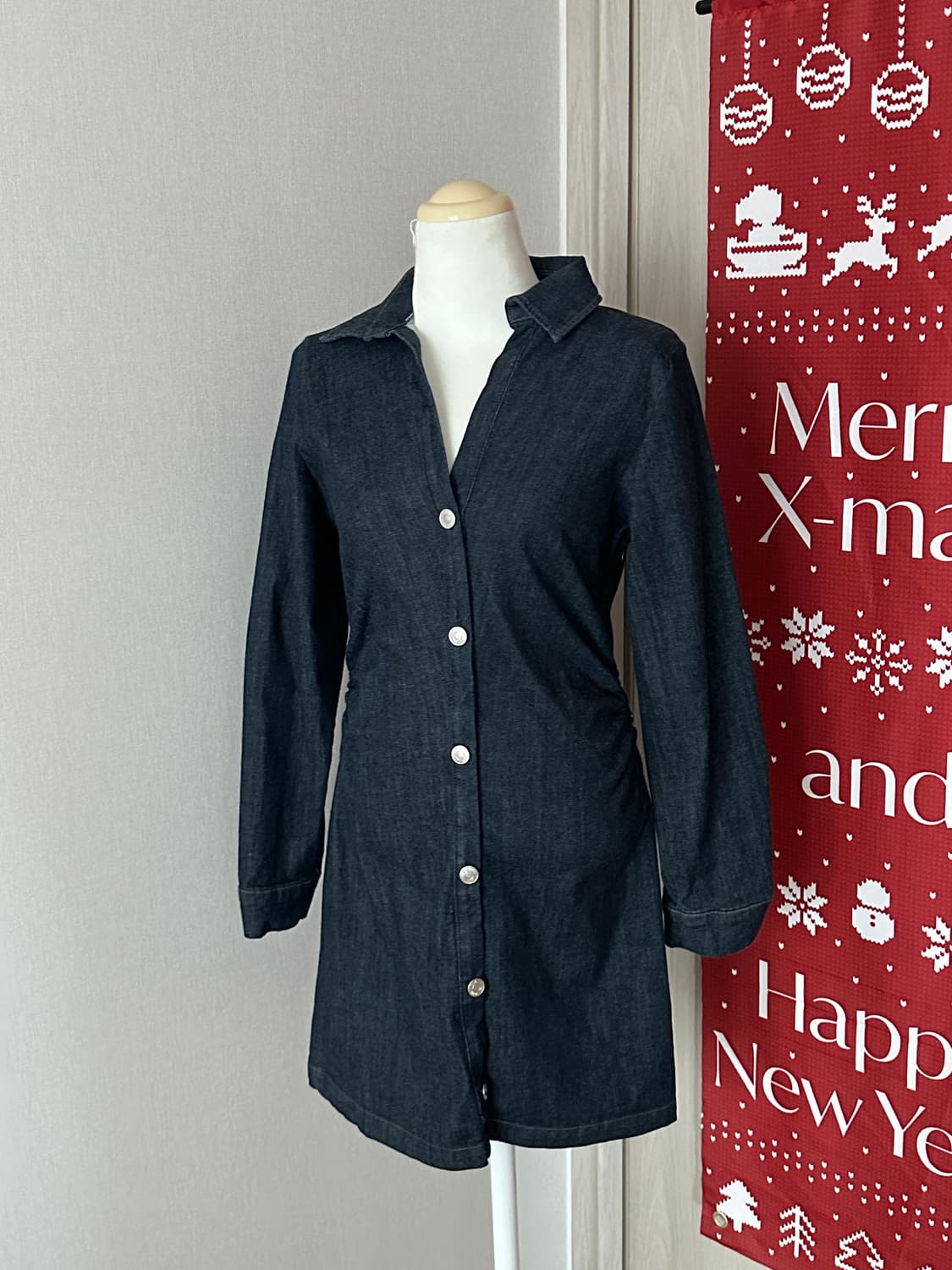 ZARA 자라 셔츠스타일 데님 미니원피스 xs 상품이미지7