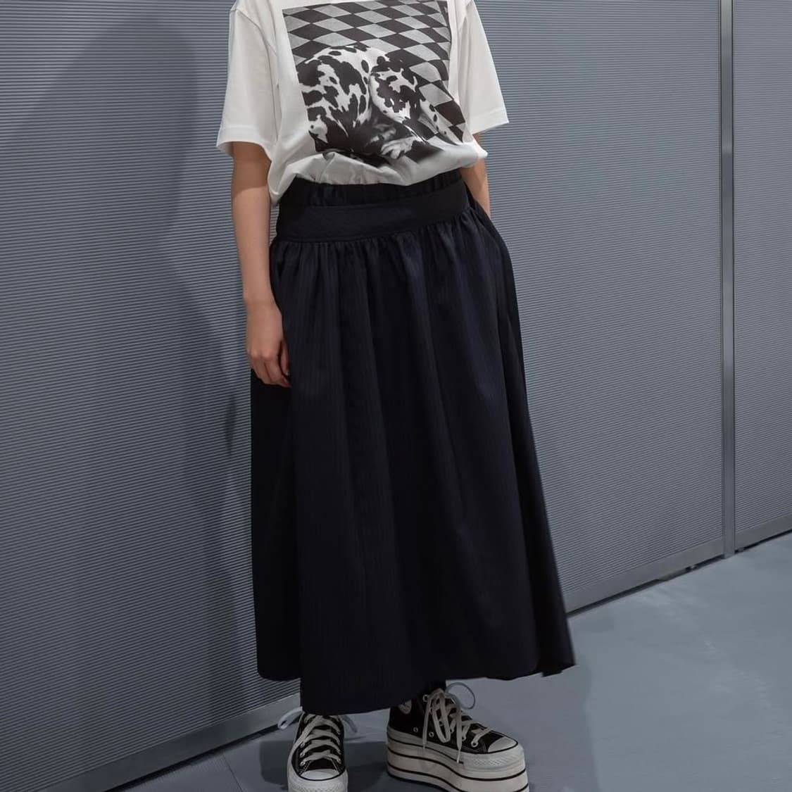 21aw 준야와타나베 꼼데가르송 그레이 스트라이프 벨티드 스커트 xs 상품이미지3