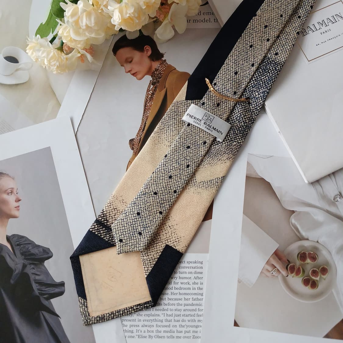 발망 실크 베이지 패턴 넥타이 9.7cm A+~A등급 A19501
발망  상품이미지5