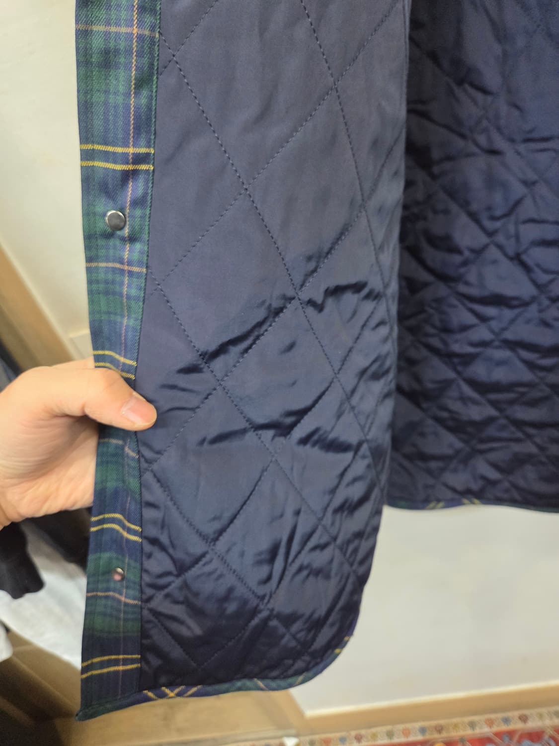 베루툼 안감누빔 사이드 포켓 체크 셔츠 후드자켓 L xl 상품이미지6