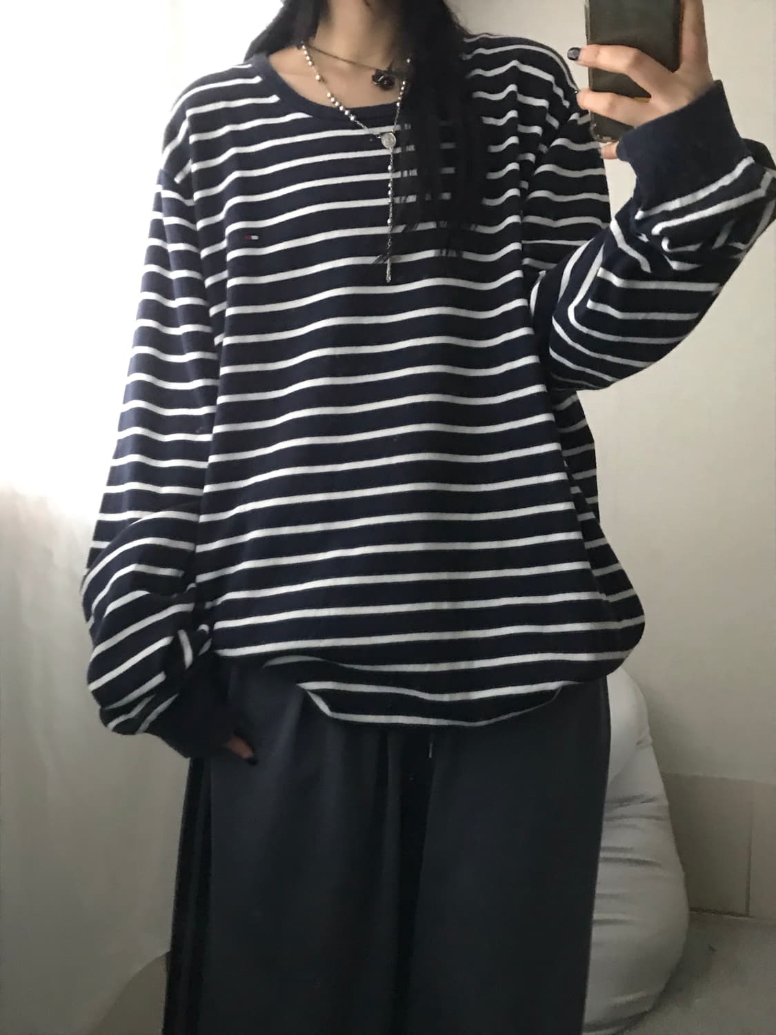 타미힐피거 스트라이프 루즈핏 니트 상품이미지1