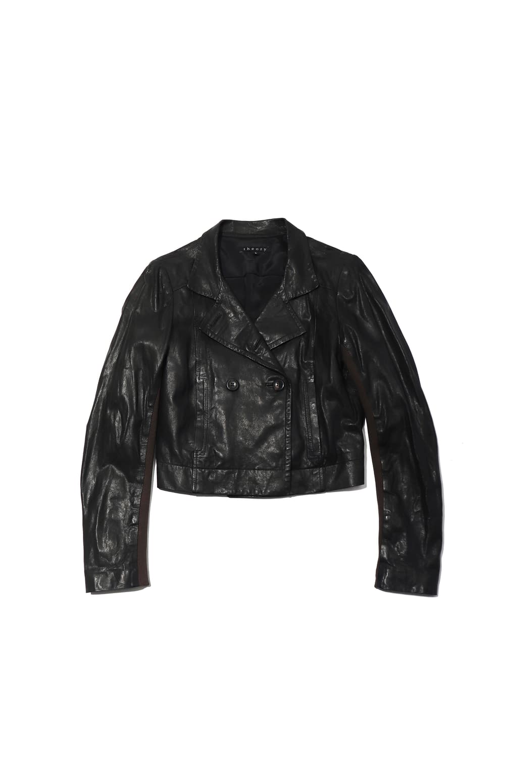 THEORY 더블 버튼 램스킨 크롭 재킷 women 2 상품이미지1