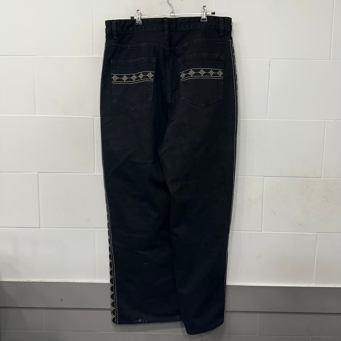 자수 와이드 데님팬츠 상품이미지2