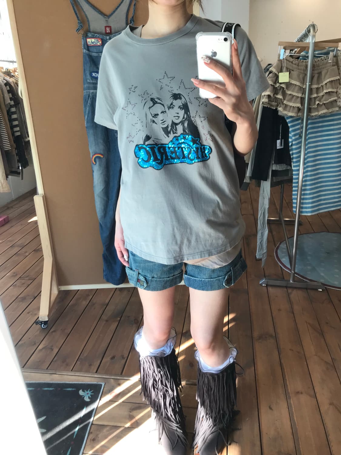 히스테릭글래머 카키 스팽글 티셔츠 상품이미지4