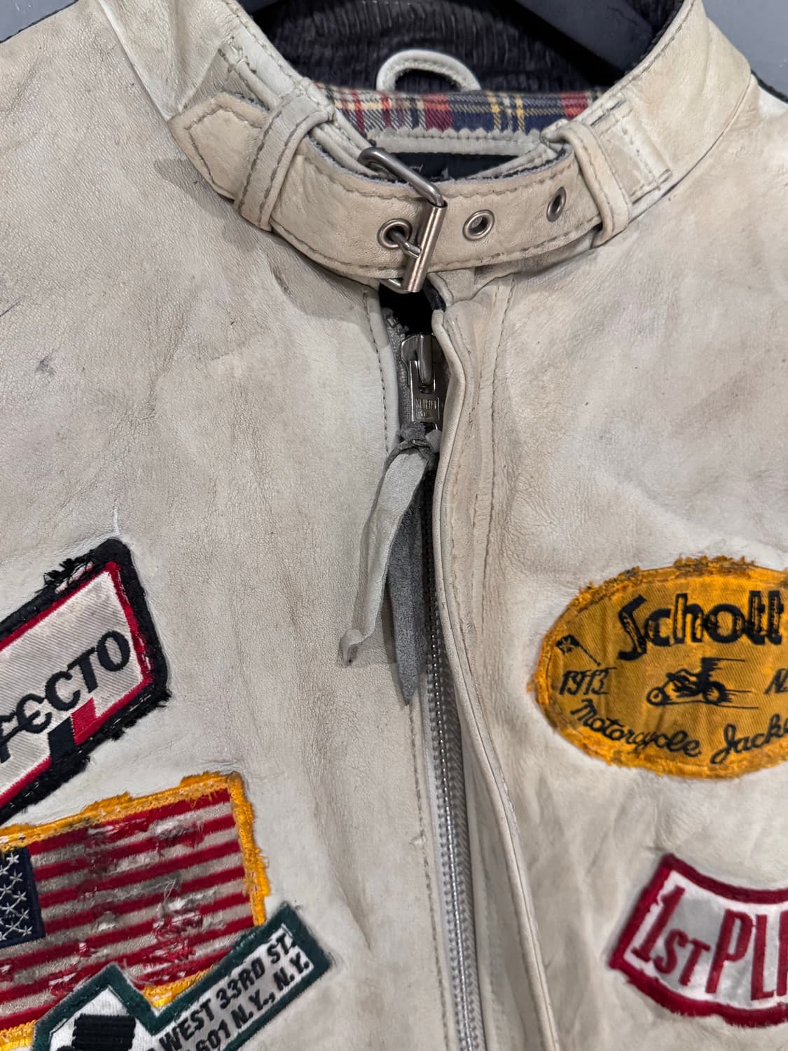 Schott 쇼트 패치 모터사이클 카우하이드 가죽자켓  상품이미지4