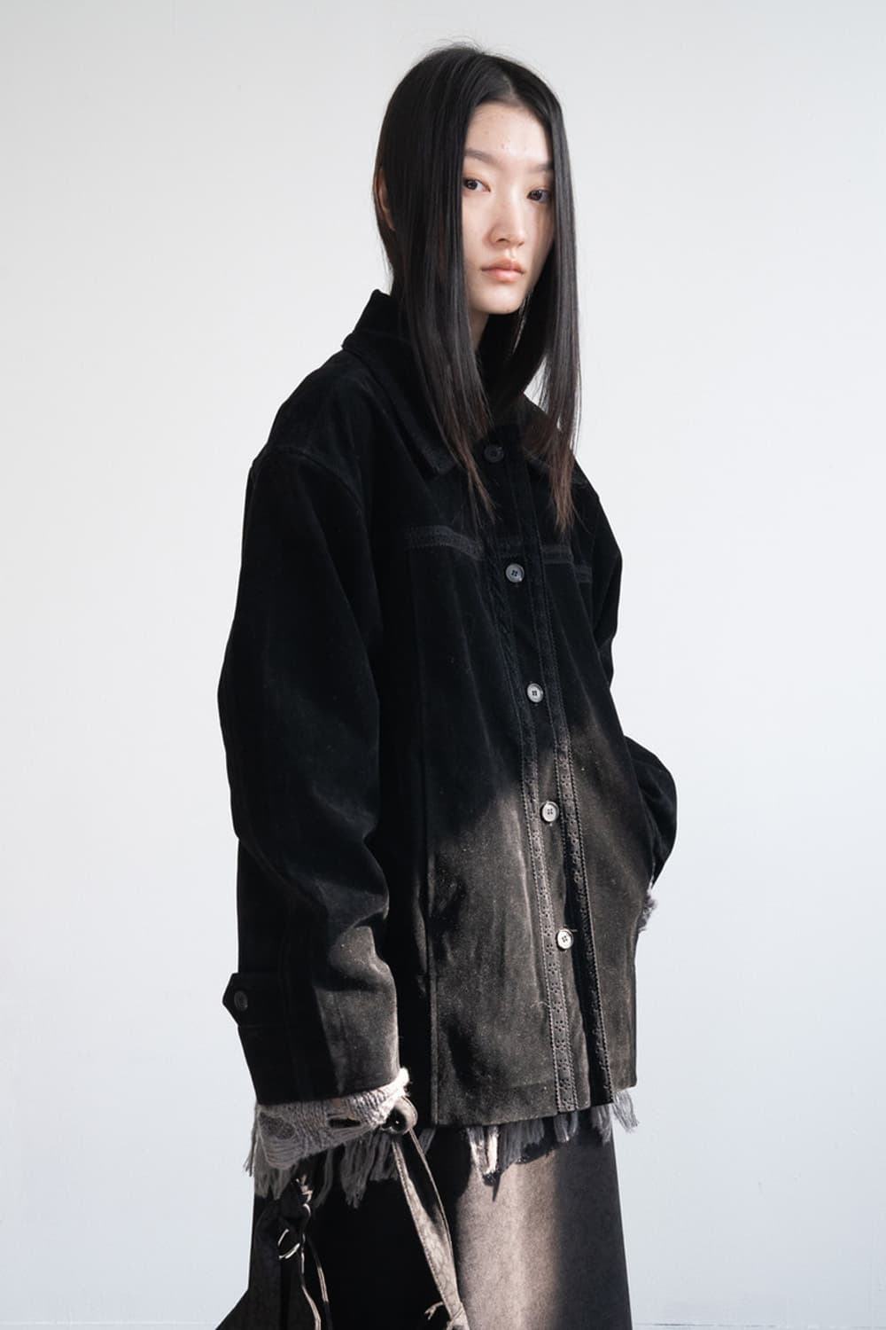 피키소사이어티 스웨이드 펀칭 자켓 블랙 상품이미지5