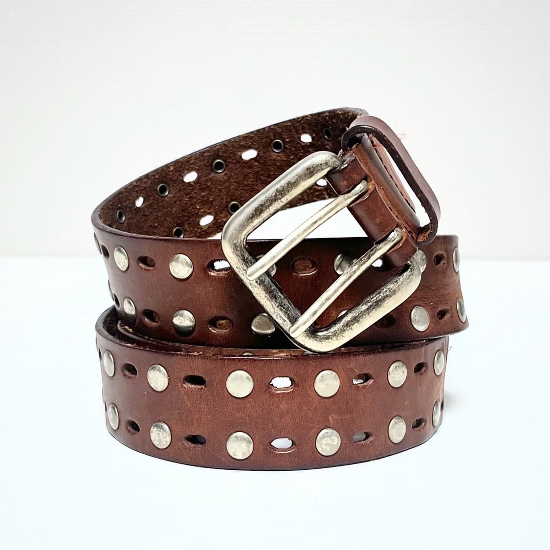 빈티지 투홀 아일렛 통가죽 벨트 상품이미지1