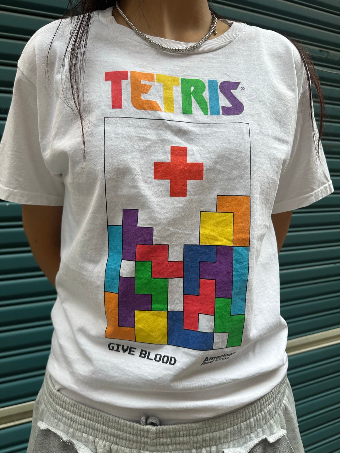American Tetris print logo T-shirt 상품이미지3