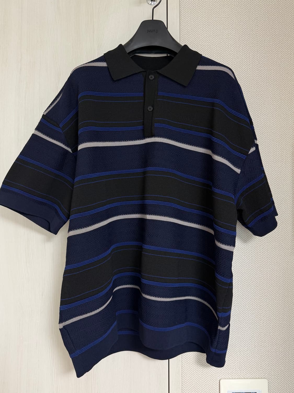 (S) 25ss 준지 스트라이프 티칼라 반팔 니트 상품이미지1