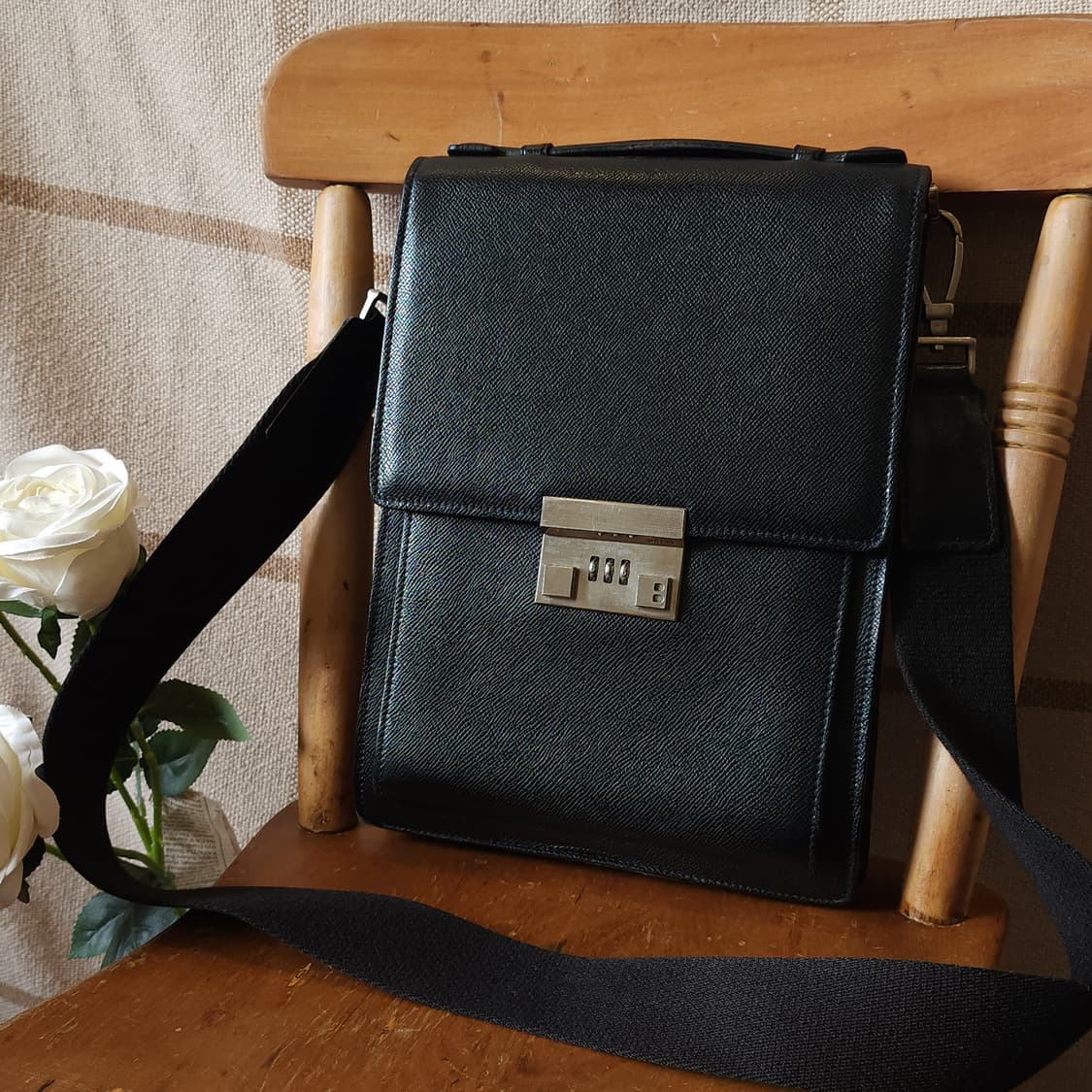 90s 발리 헤비레더 크로스백 사피아노 레더 메신져백 블랙 상품이미지1