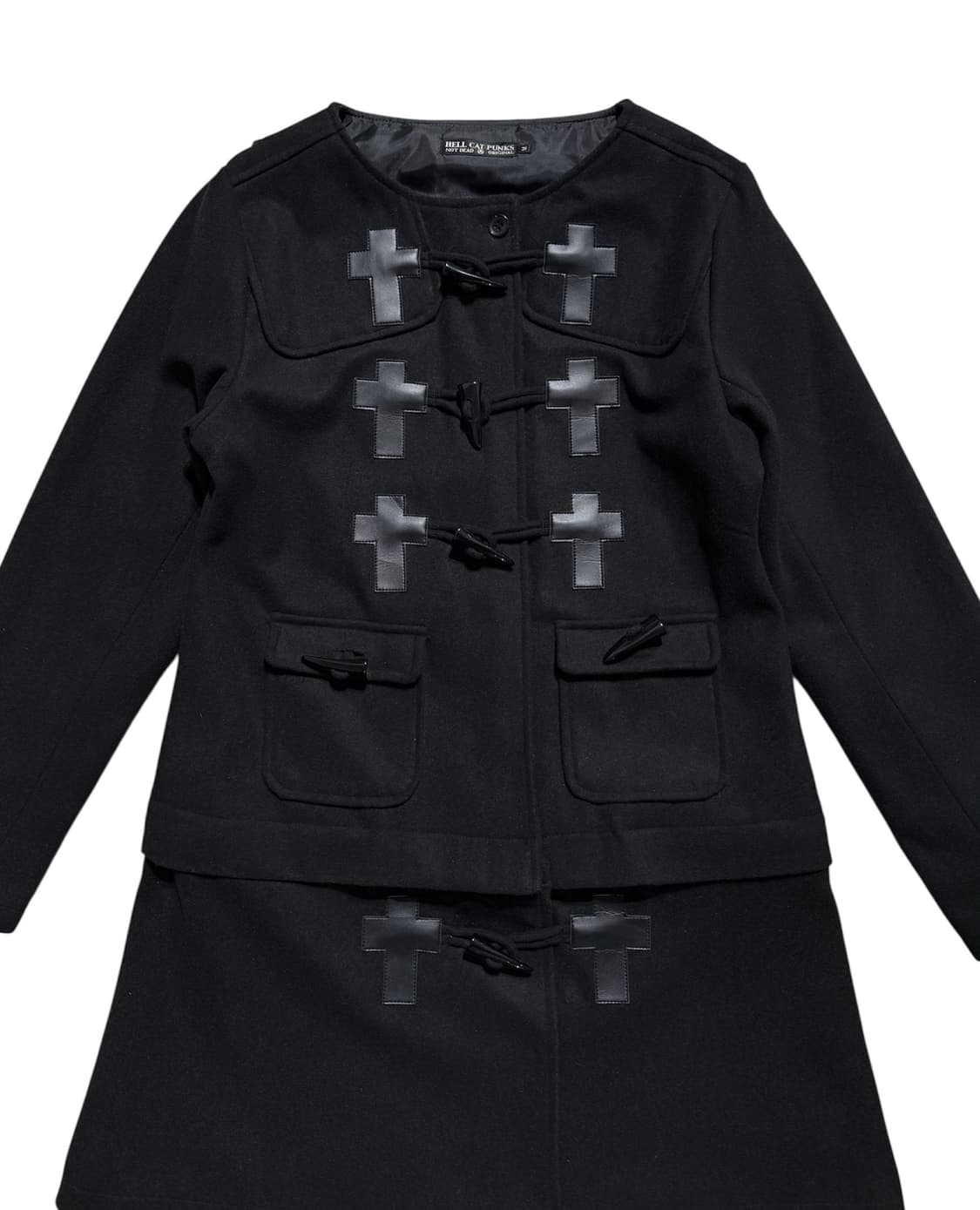 헬 캣 펑크 2WAY 크로스 더플 코트 자켓 상품이미지5