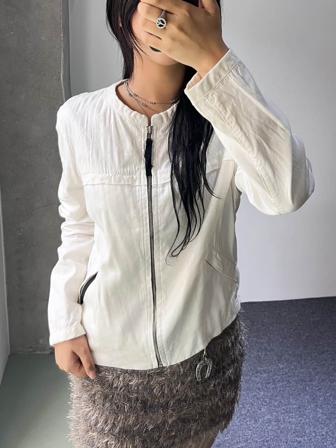 산드로 화이트 코튼 블루종 상품이미지1