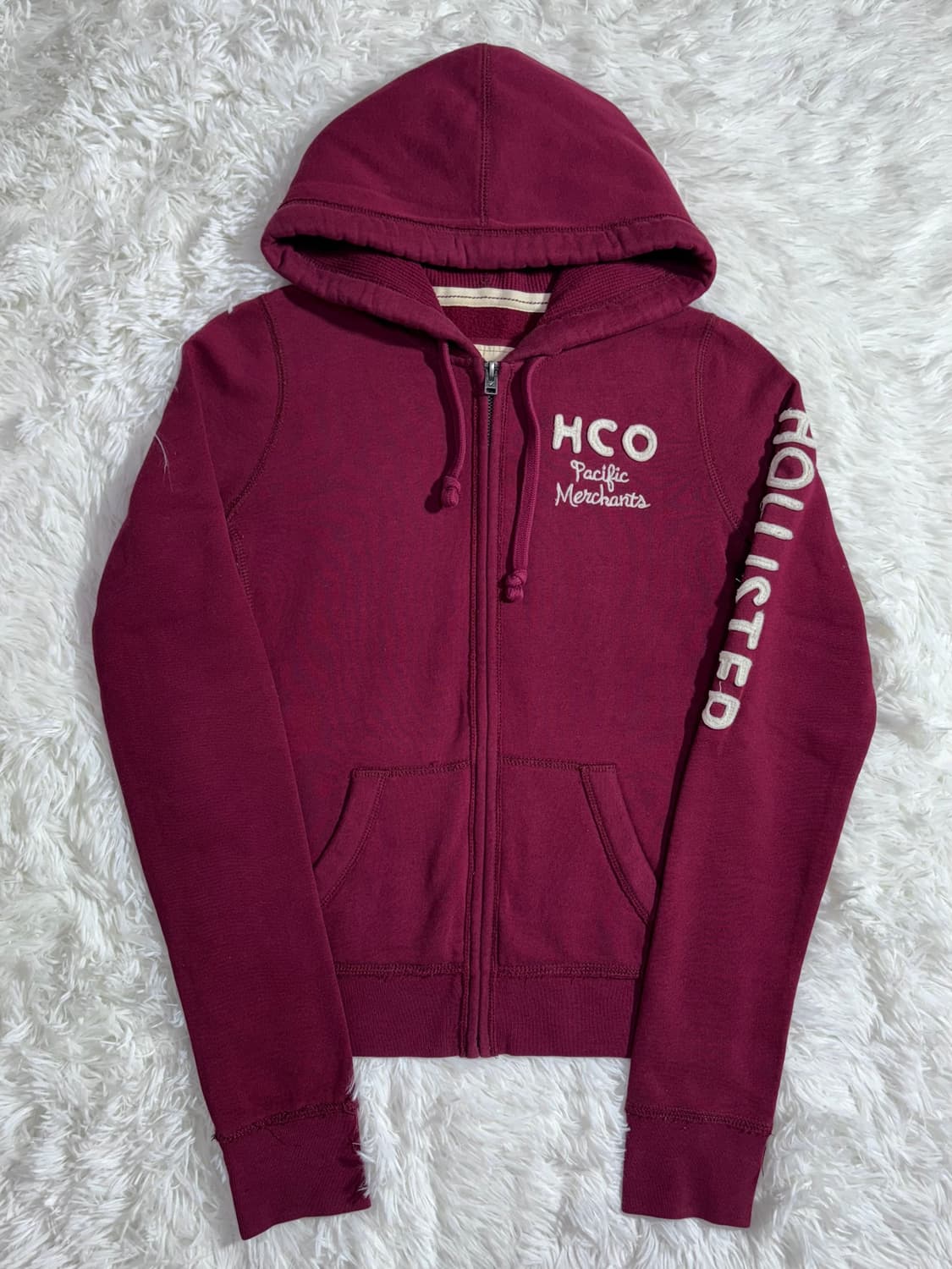 홀리스터 사이드로고 버건디 후드집업  상품이미지3