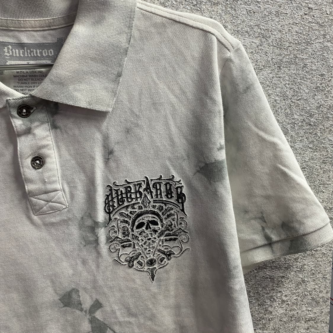 버커루 20수 빈티지 스노우 워싱 라이트그레이 카라넥 반팔 티셔츠 B46 상품이미지3