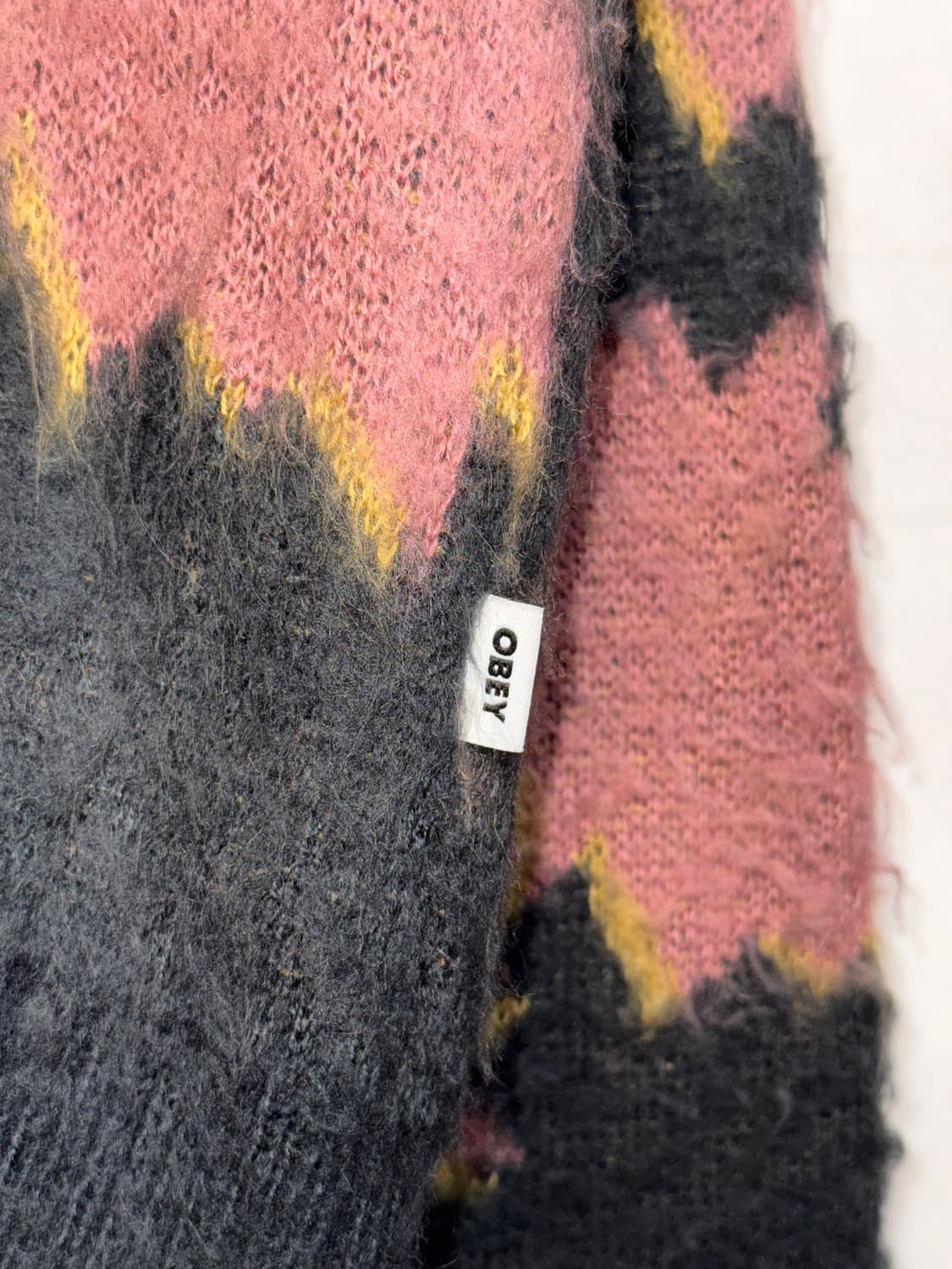 OBEY pink gray patterned over cardigan 상품이미지5