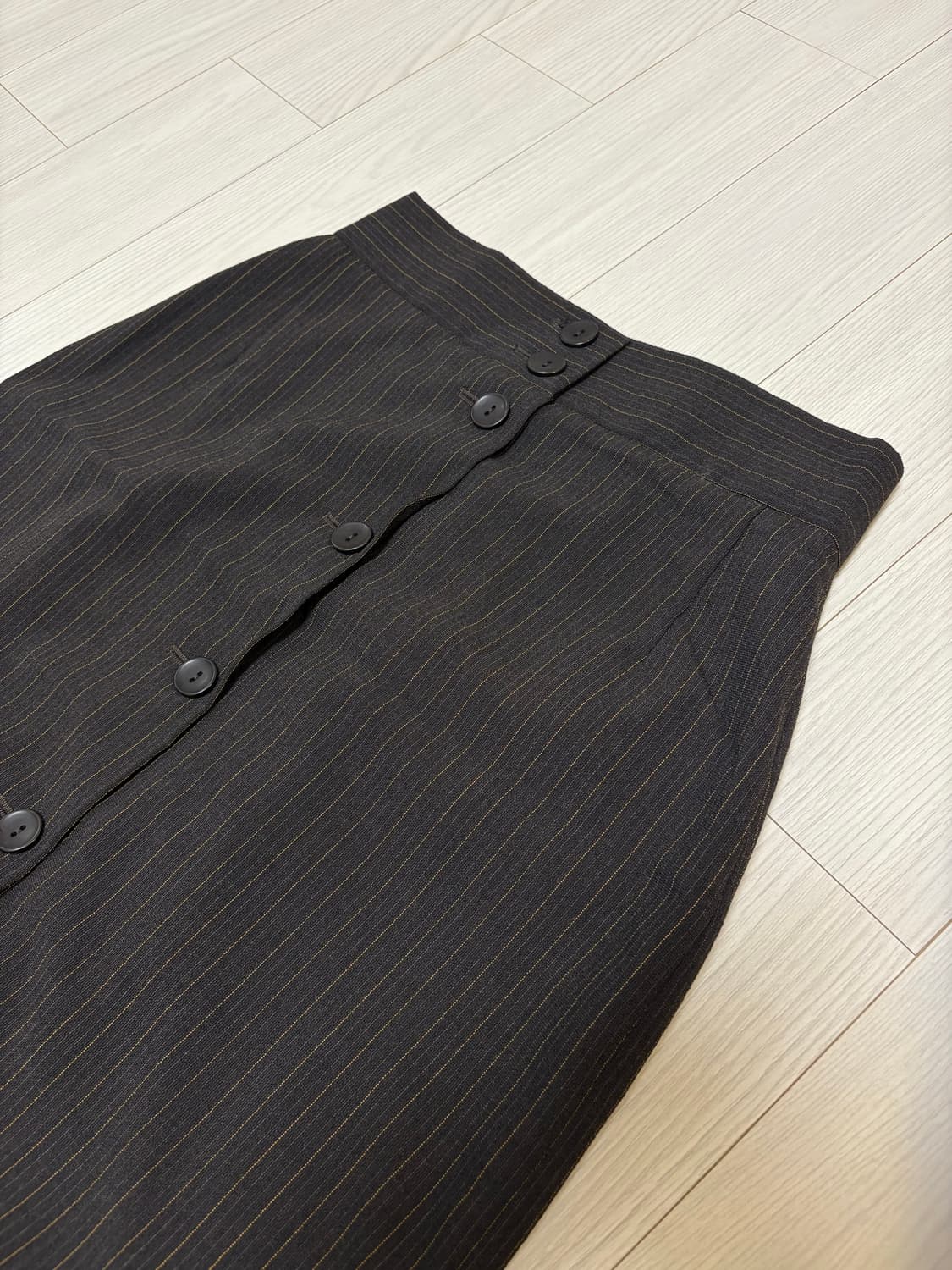 빈티지 핀스트라이프 롱 버튼 슬릿 스커트 25인치 상품이미지4