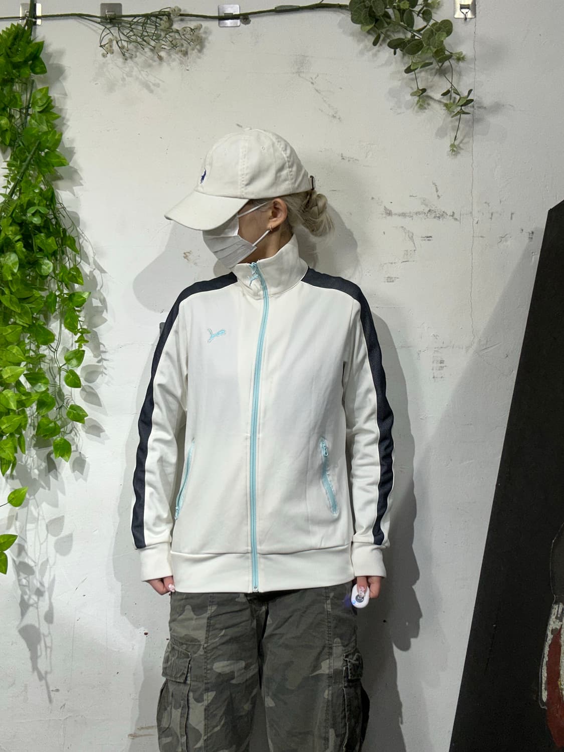 푸마 아이보리 블랙 사이드 라인 트랙탑 져지 L 상품이미지2