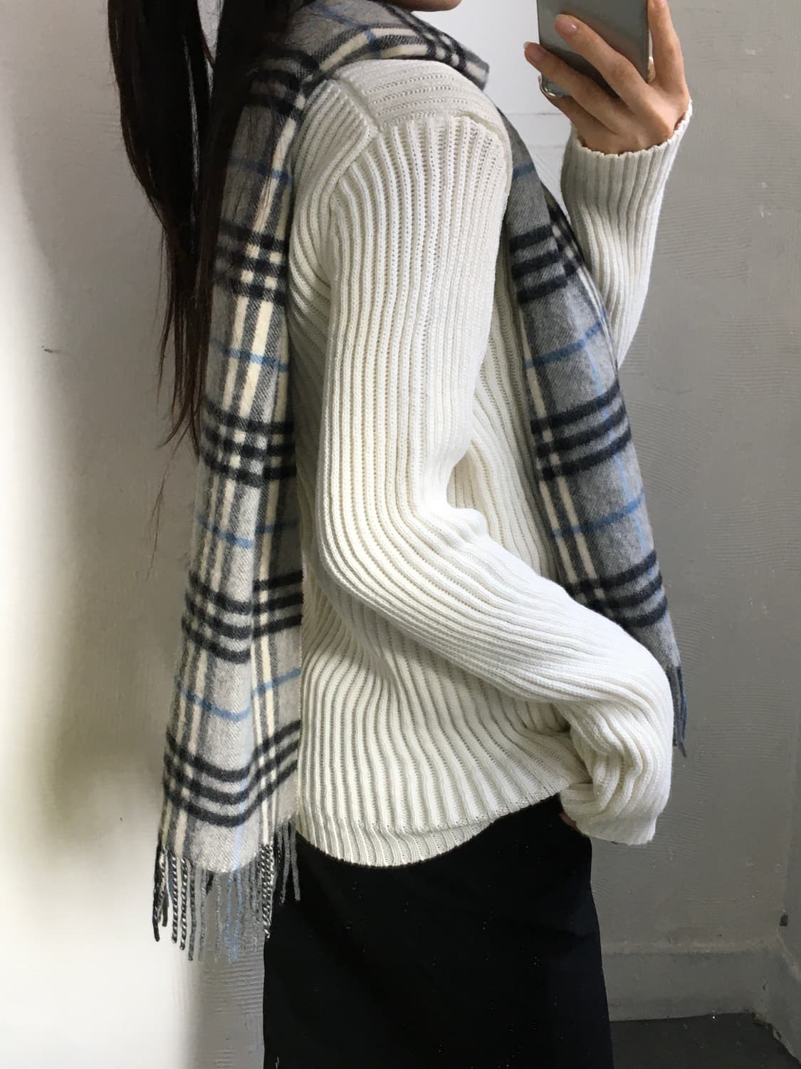 Burberry 버버리 램스울 연그레이 노바체크 머플러 상품이미지2