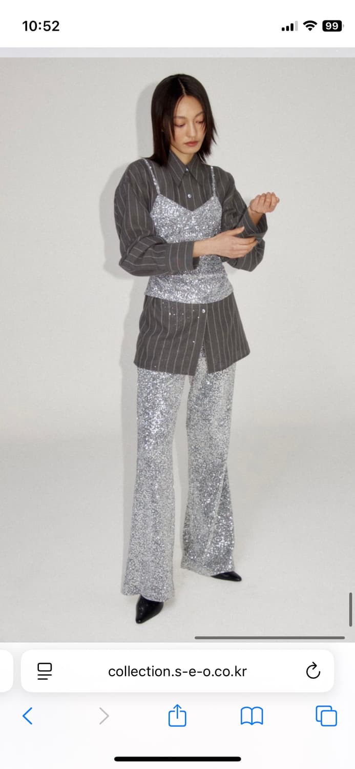 seo 린넨 챠콜 스트라이프 셔츠 상품이미지2