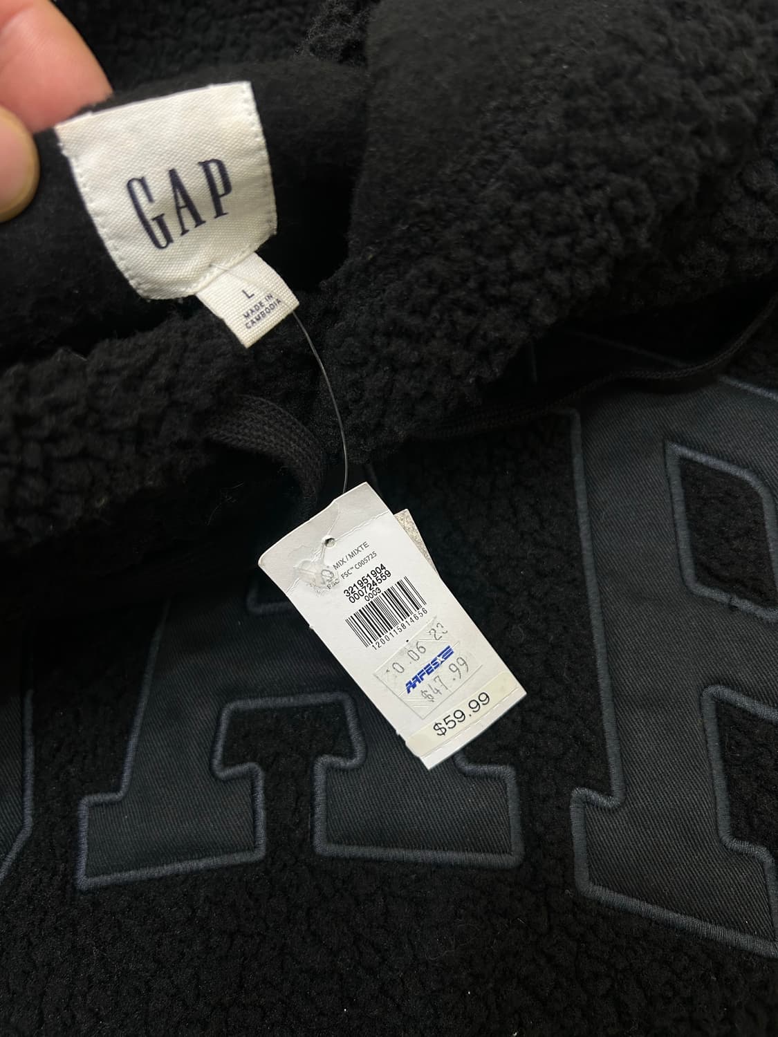 [실측XL]GAP 쉐르파 플리스 후드/블랙 상품이미지5