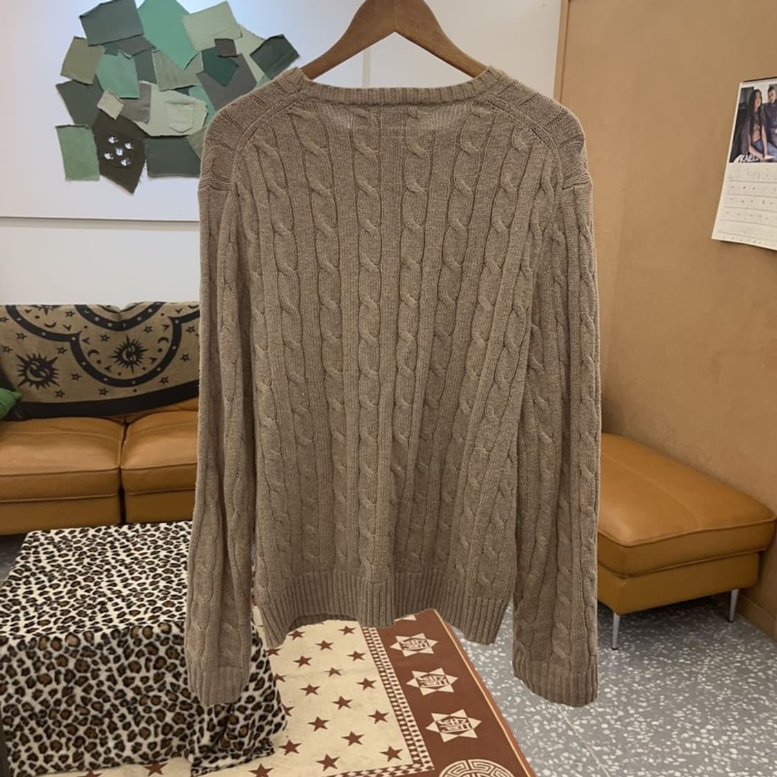 폴로 랄프로렌 빈티지 여리핏 베이지 꽈배기 니트 M C09497 상품이미지4