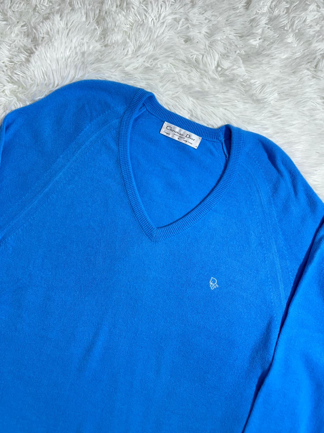 크리스찬디올 90‘s 베이비블루 오버핏 브이넥 니트  상품이미지4