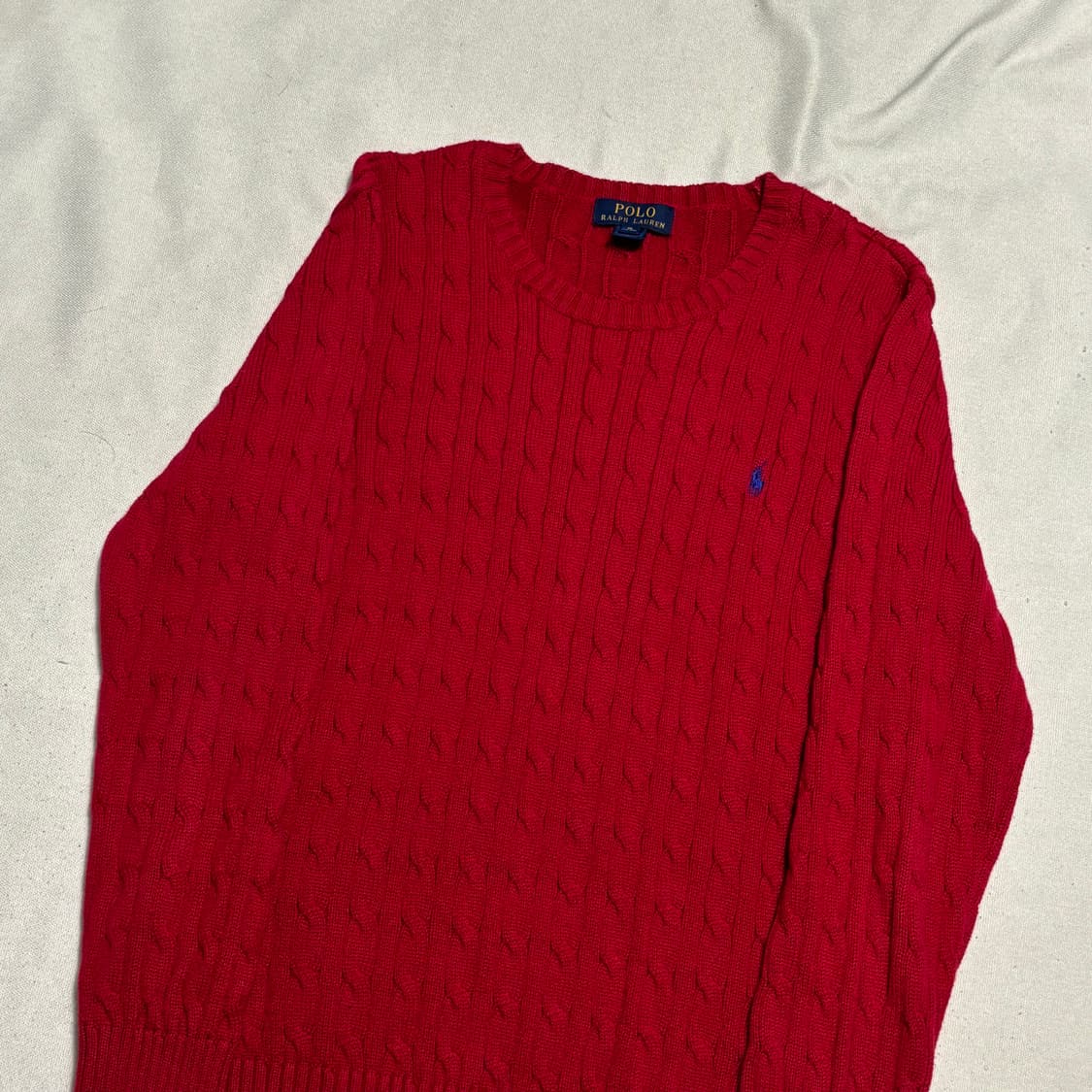 XL 여성용 폴로랄프로렌 레드 케이블 니트 상품이미지1