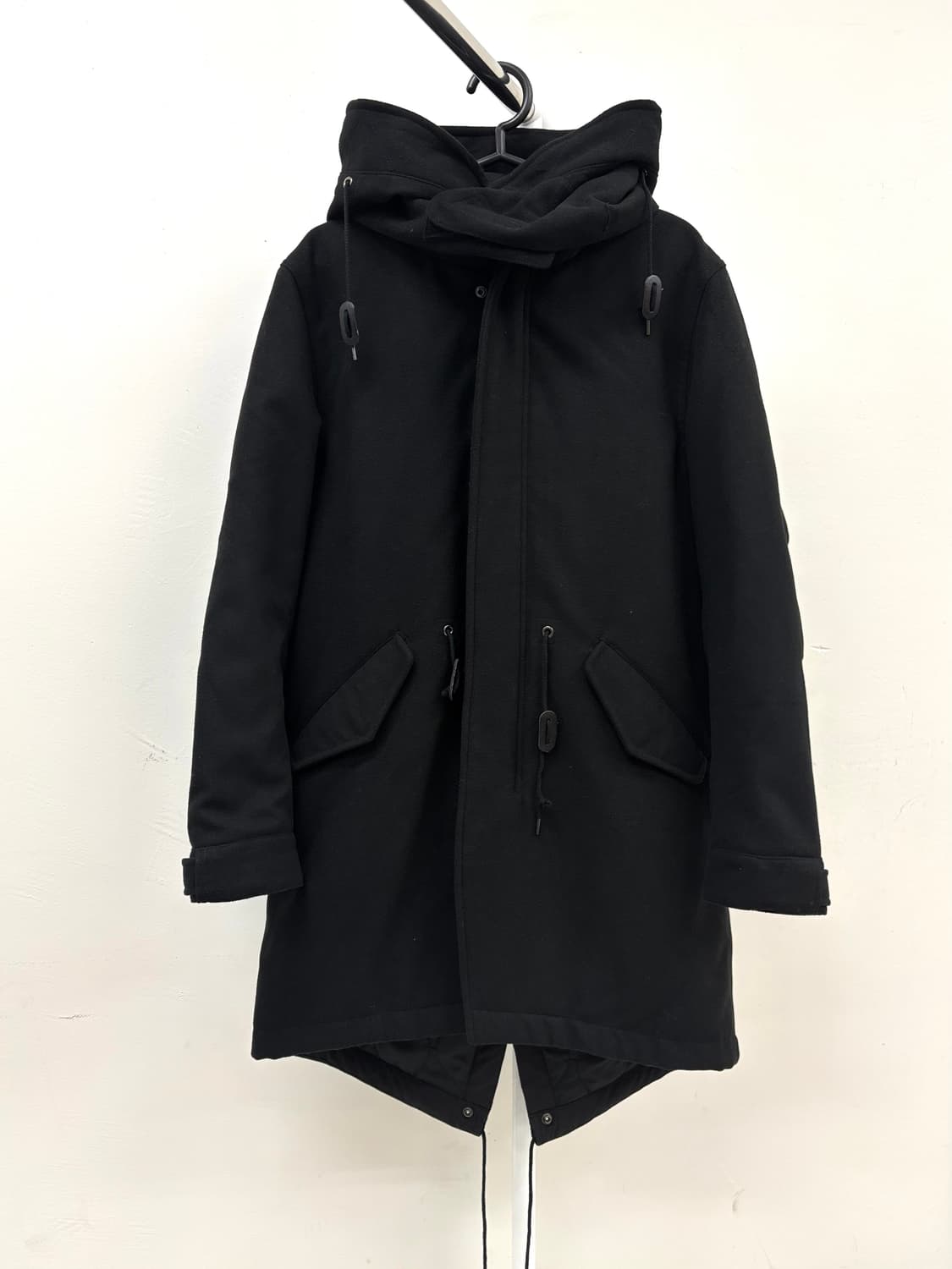 빈티지 블랙 하이넥 투웨이 점퍼 야상 상품이미지5