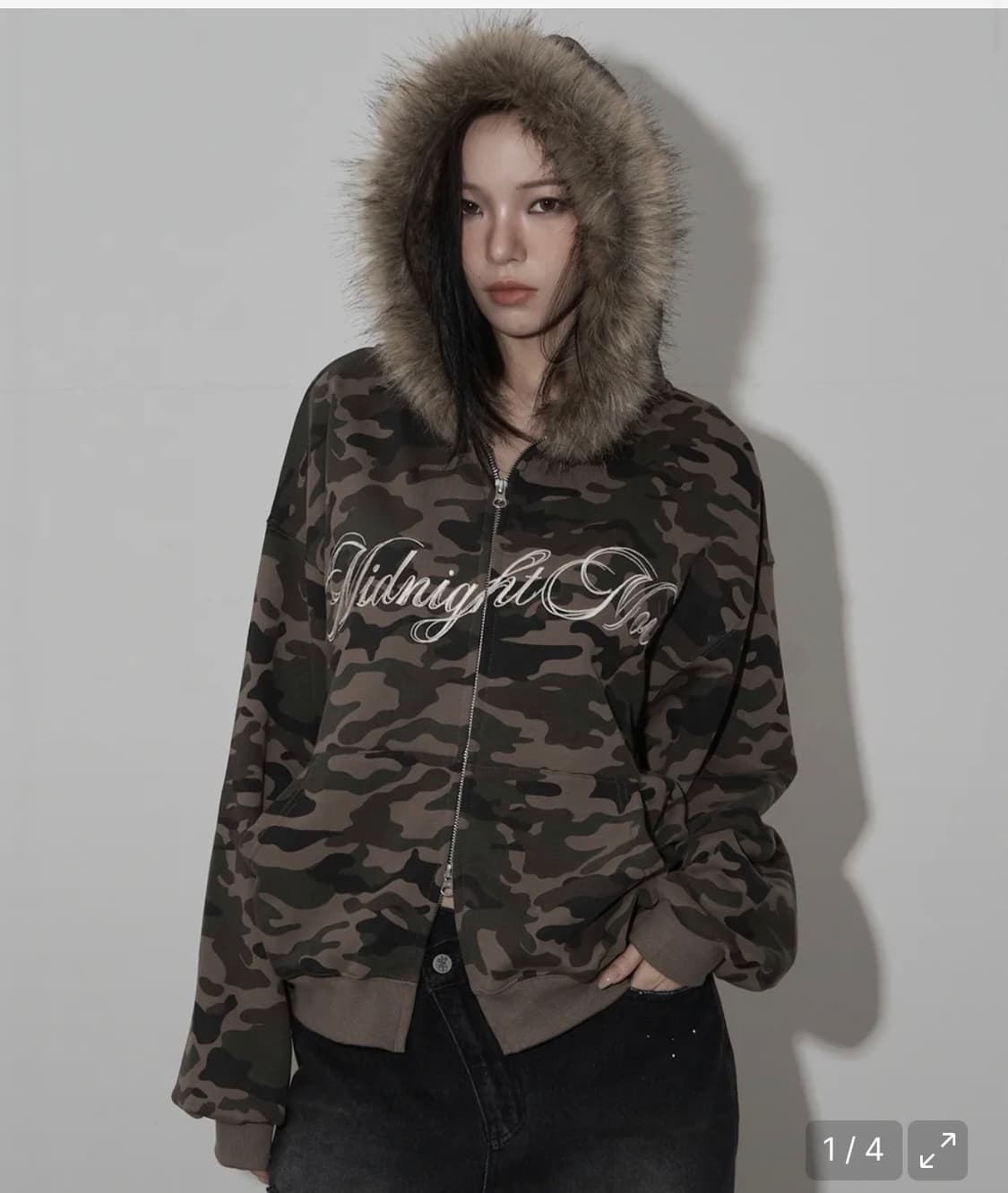 미드나잇무브 카모 후드집업 camo hair zip up (khaki) 상품이미지1