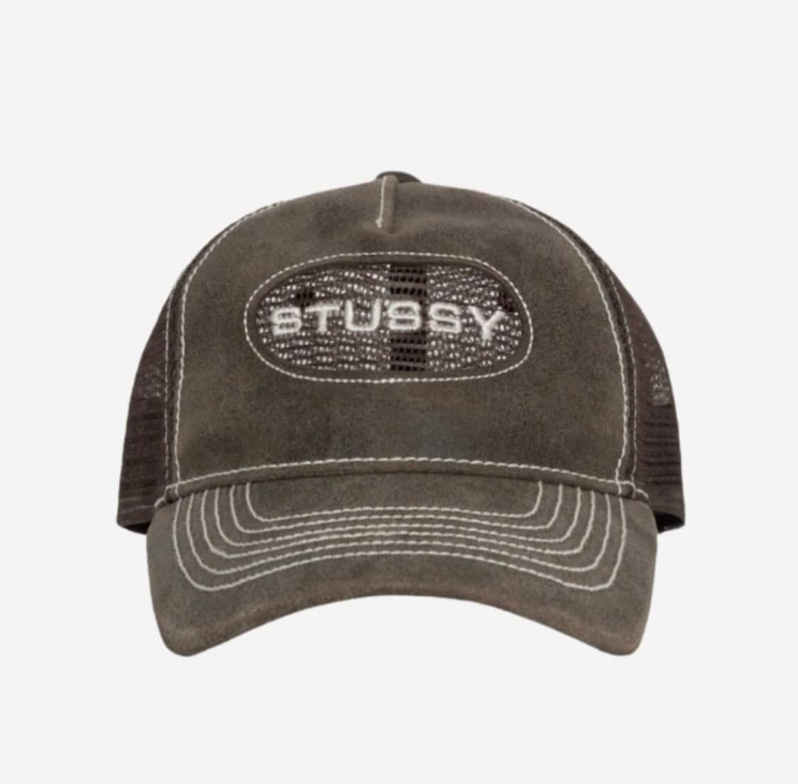 스투시 로우 프로 트러커 컷아웃 레더 스냅백  상품이미지1