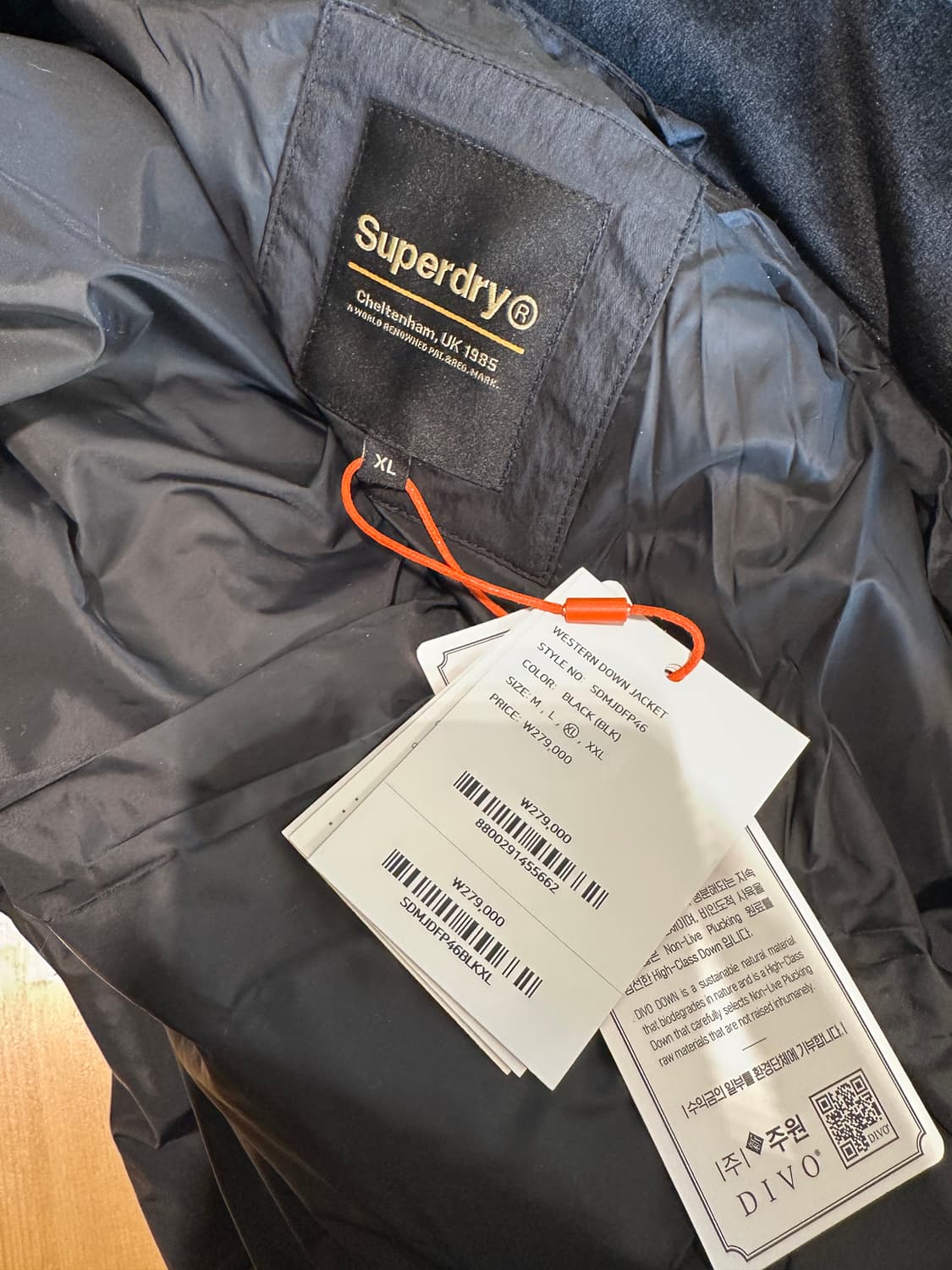 Superdry 웨스턴 다운 재킷 블랙 색상 XL  상품이미지7