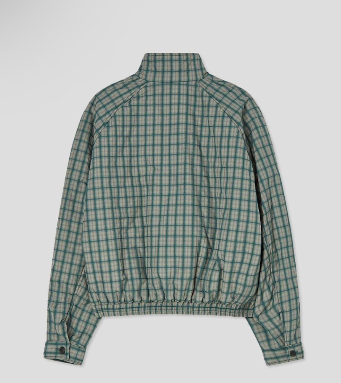 포저 레글런 슬리브 패디드 자켓 그린 체크  상품이미지6