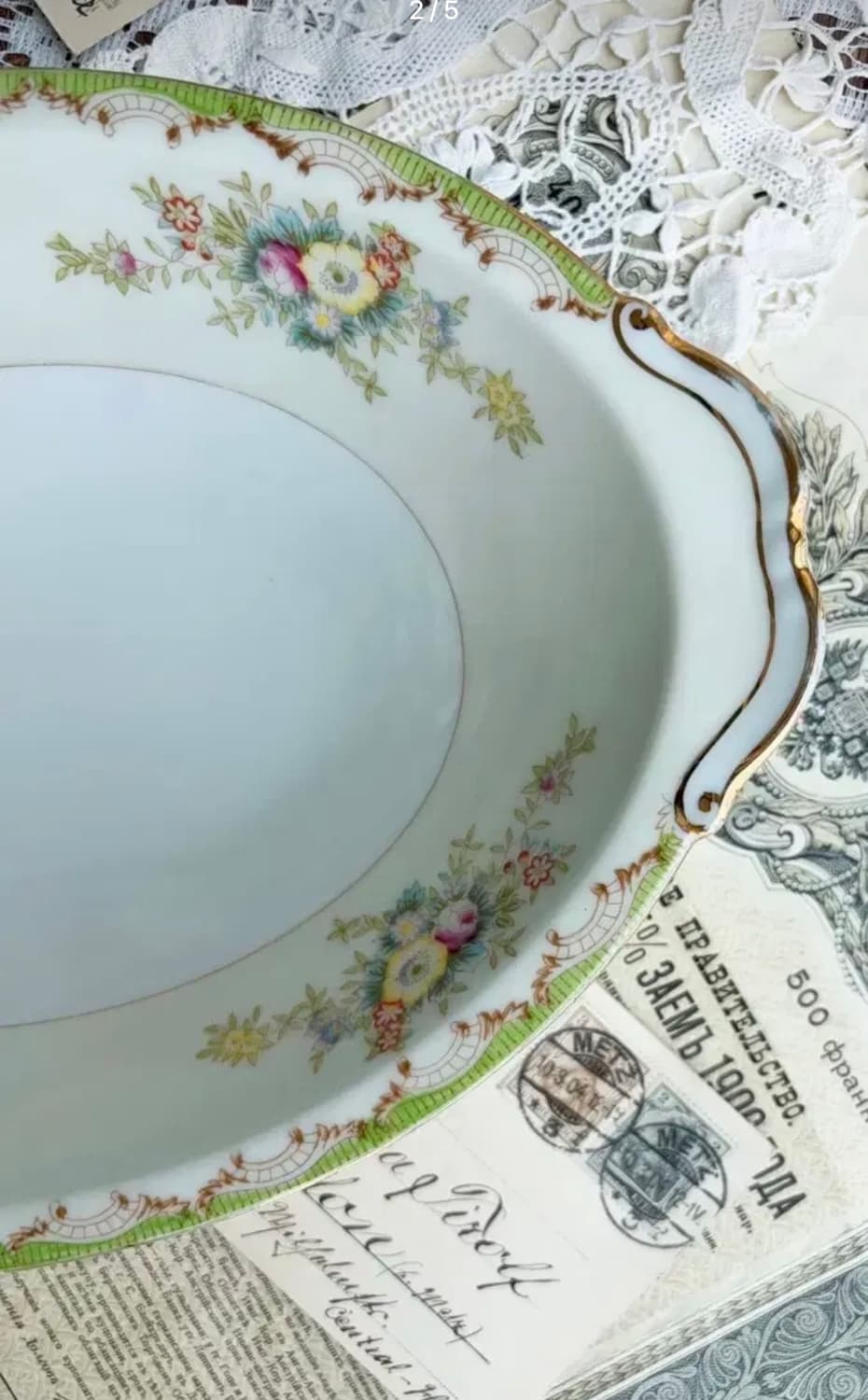 일본 앤틱 크레센트 차이나 핸드페인티드 오벌볼 상품이미지2