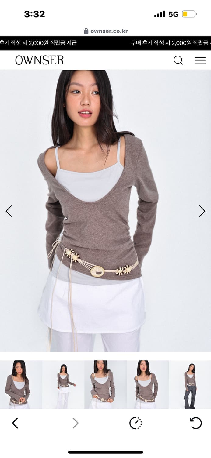 오운서 레이어드 언발란스 롱슬리브 모카 브라운 상품이미지2