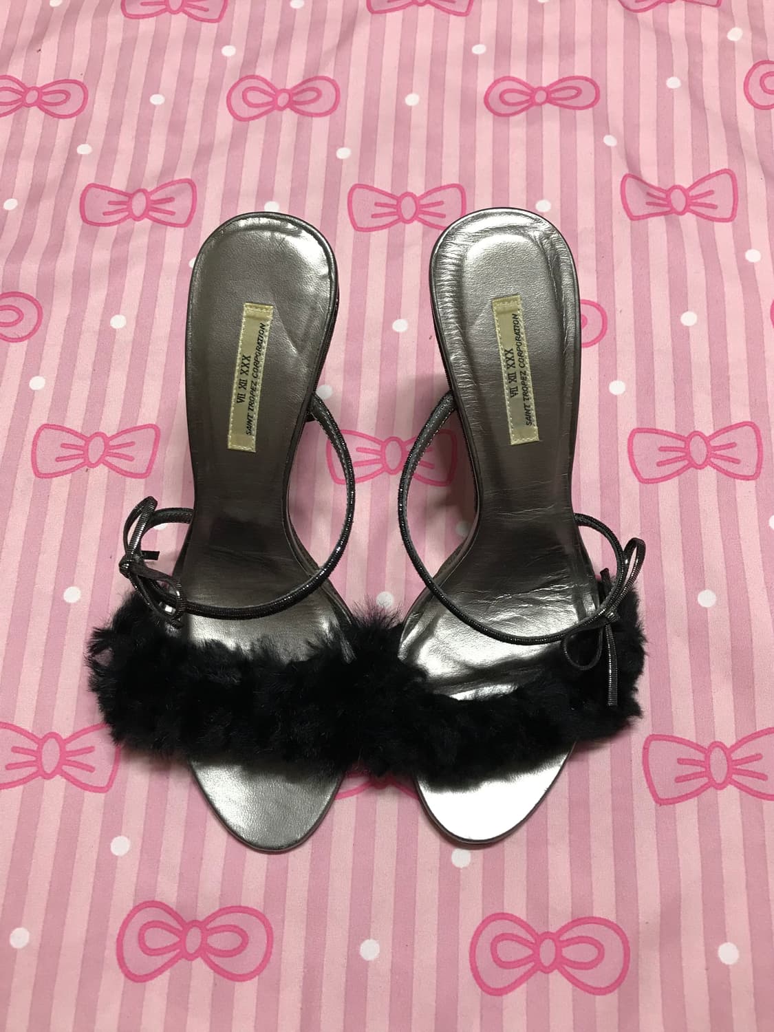 블랙퍼 뮬 슬리퍼힐 오네갸루 갸루신발 상품이미지1