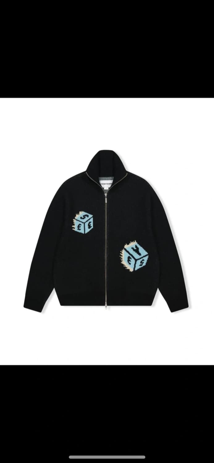 예스아이씨 주사위 니트 집업 상품이미지1