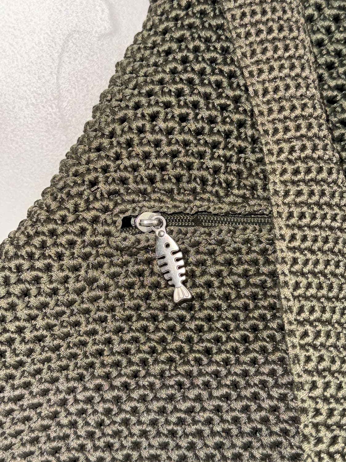 Khaki duffle button net knit backpack  상품이미지4