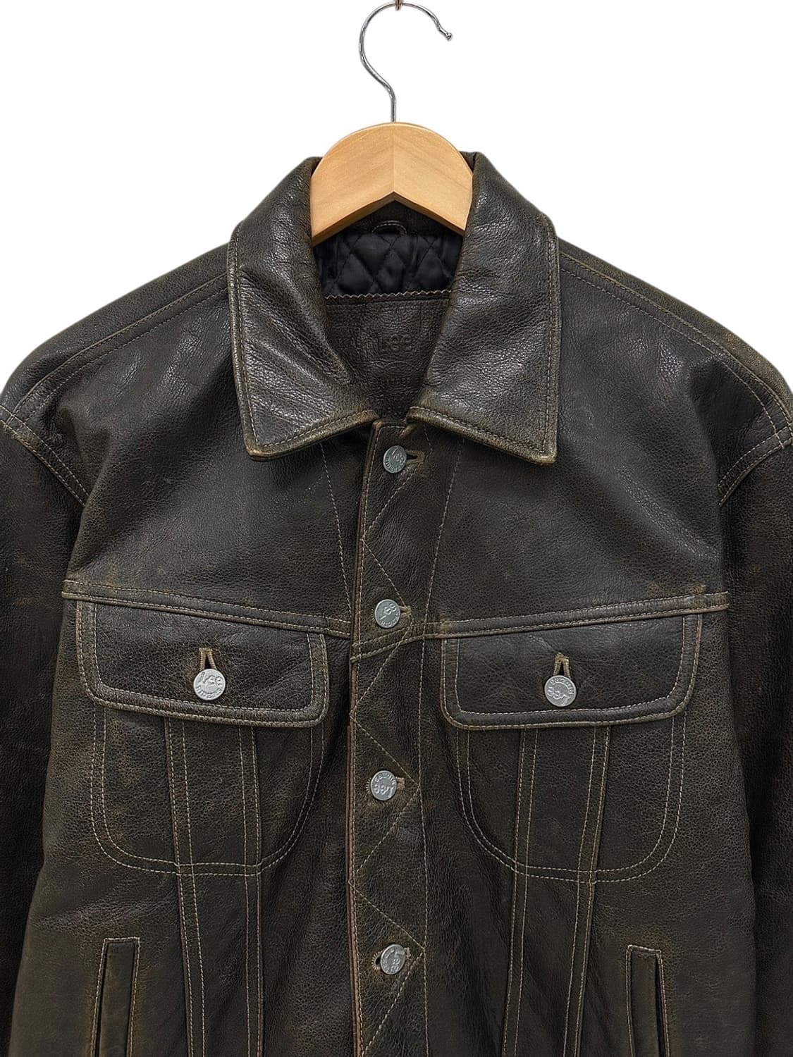 90s LEE 소가죽 자켓 다크브라운 (L)  상품이미지2