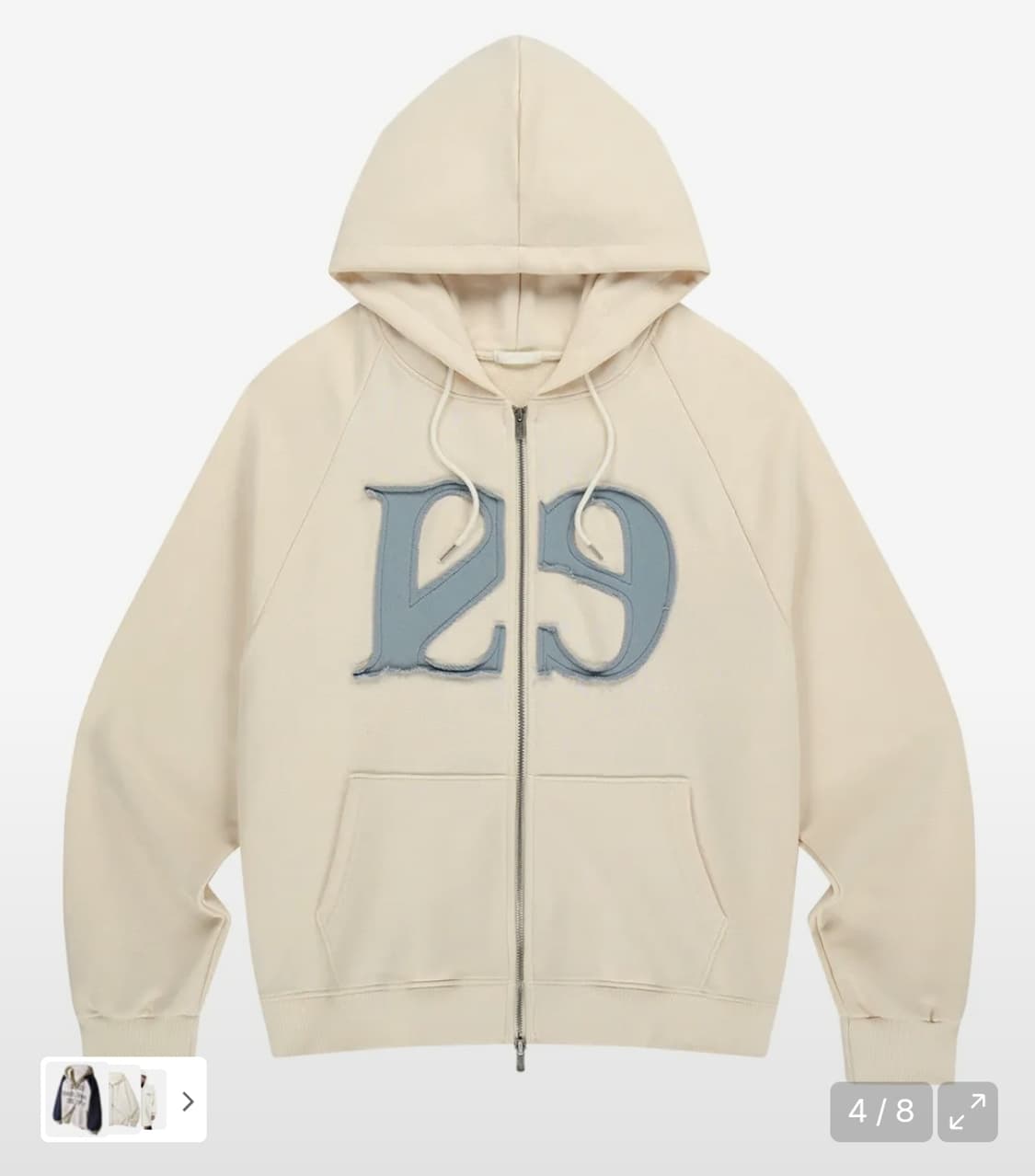 새상품) 129로고패치 후드집업크림 상품이미지2