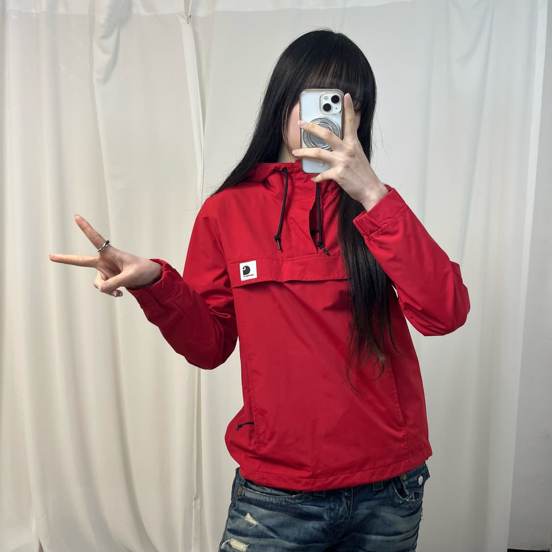 Carhartt WIP red half-zip windbreaker 상품이미지2