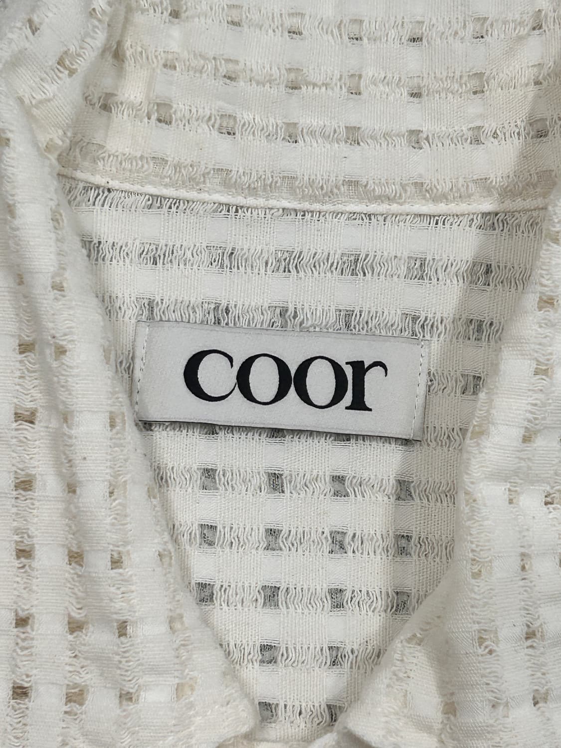 Coor 쿠어 매쉬 그리드 오픈 칼라 셔츠 아이보리 상품이미지6