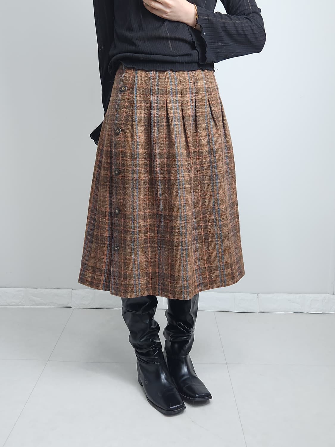 단추 울 스커트 상품이미지2