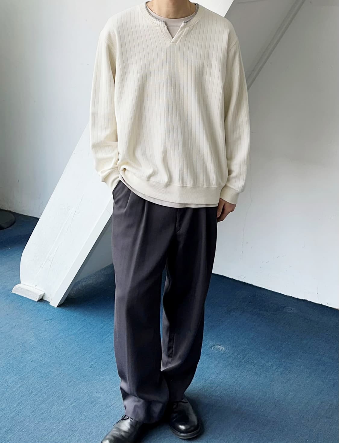 Design neck high gauge knit P/O 상품이미지7