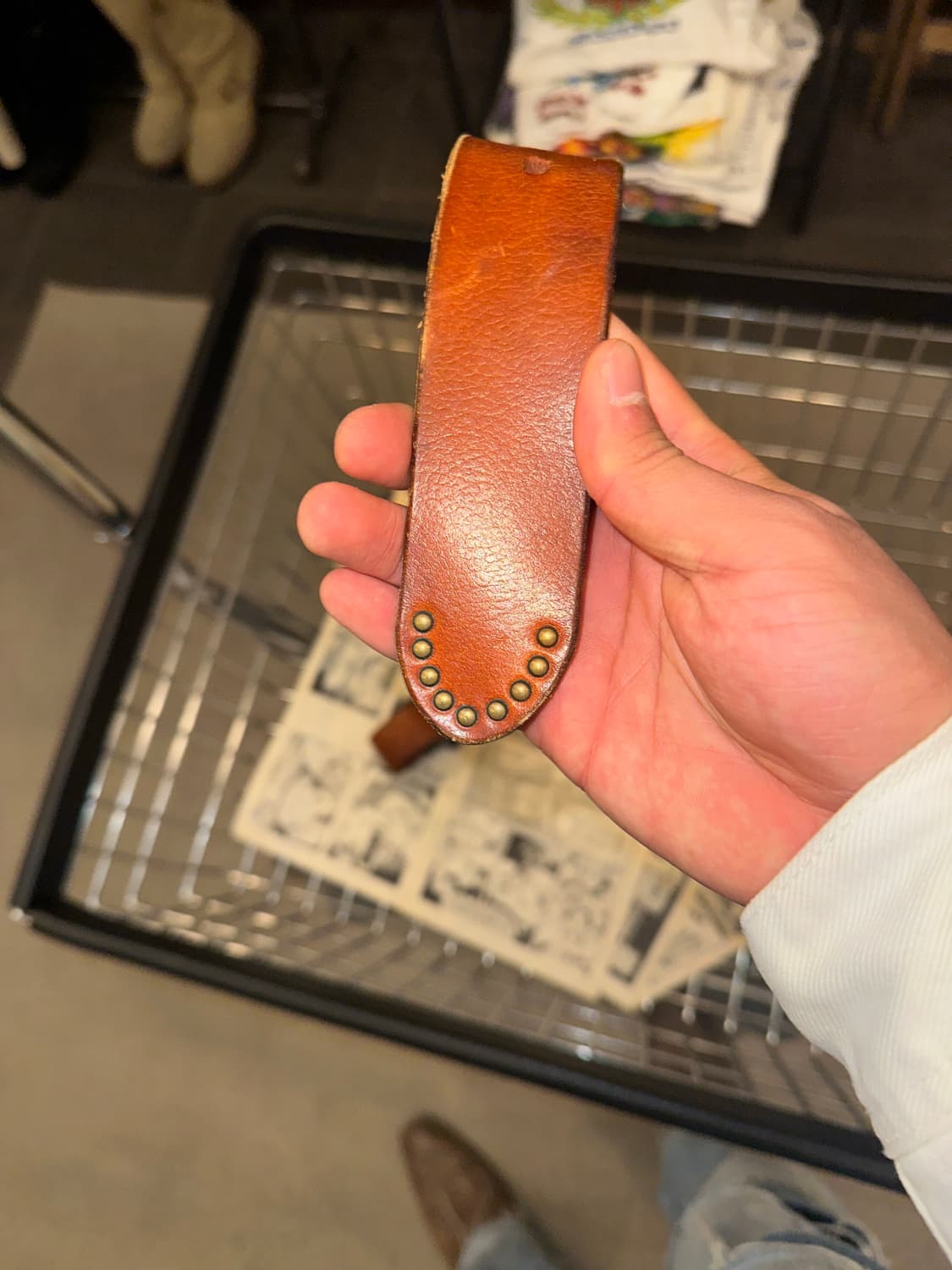 Real leather big buckle stud detail belt 상품이미지8