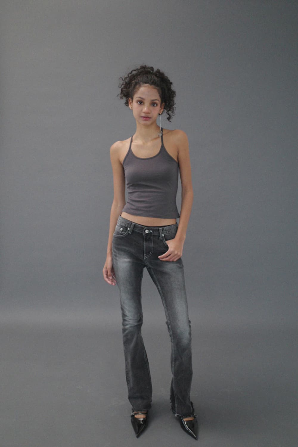 드라이로즈 logo bootcut 로고 부츠컷 팬츠 흑청 바지 상품이미지2