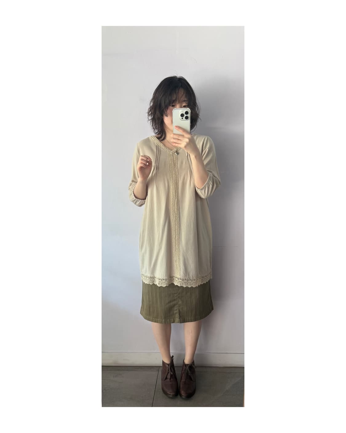 일본빈티지) 베이지 레이스티 + 브라운 조끼  상품이미지4
