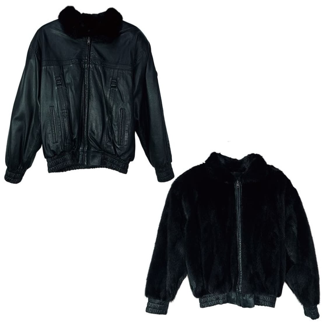 [빈티지] 리얼 램스킨 밍크퍼 양면 가죽 봄버 자켓 P01363 상품이미지2