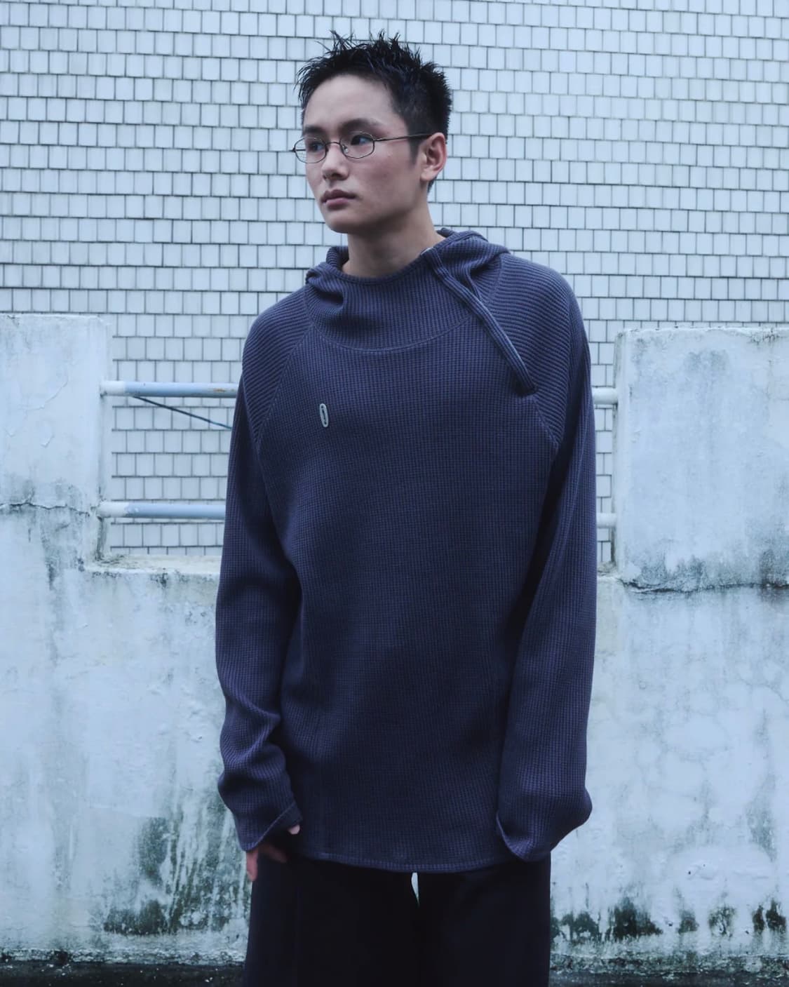 할로미늄 오버사이즈드 와플 후디 후드티 다크그레이 상품이미지2