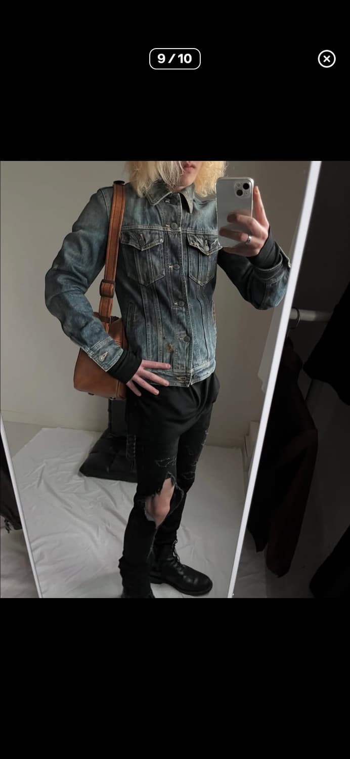 Shellac crashed and damaged denim jacket 상품이미지9