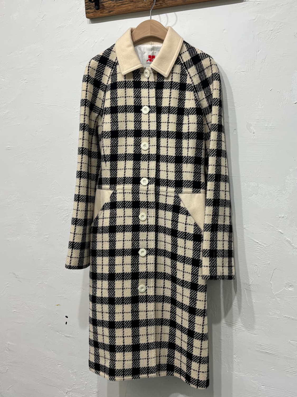 Courreges 꾸레쥬 트위드패턴 벨티드 울 싱글 코트 상품이미지3